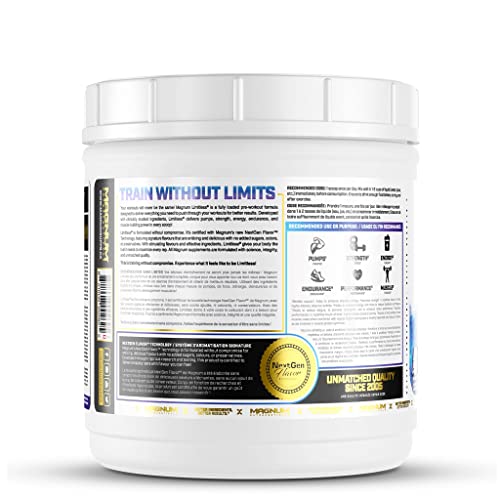 Limitless Magnum 504g - Muscle Workout Powder, Sport Pre Workout for Men and Women, May Assist & Support Increase Energy, Focus, and Endurance - Blue Raspberry/Fruit Punch