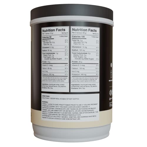 Allo Vanilla High Protein Powder Tub for Hot Coffee | Gluten-Free, Clump-Free, Sugar-Free | 20 Grams of Hydrolyzed Whey Protein Powder | Dissolves in Hot Lattes, Matcha, Tea, Hot Chocolate | 325g (2 pack)
