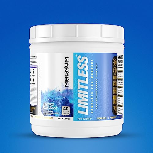 Limitless Magnum 504g - Muscle Workout Powder, Sport Pre Workout for Men and Women, May Assist & Support Increase Energy, Focus, and Endurance - Blue Raspberry/Fruit Punch