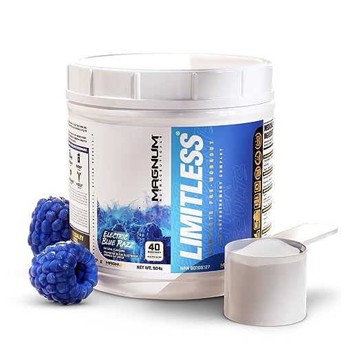 Limitless Magnum 504g - Muscle Workout Powder, Sport Pre Workout for Men and Women, May Assist & Support Increase Energy, Focus, and Endurance - Blue Raspberry/Fruit Punch