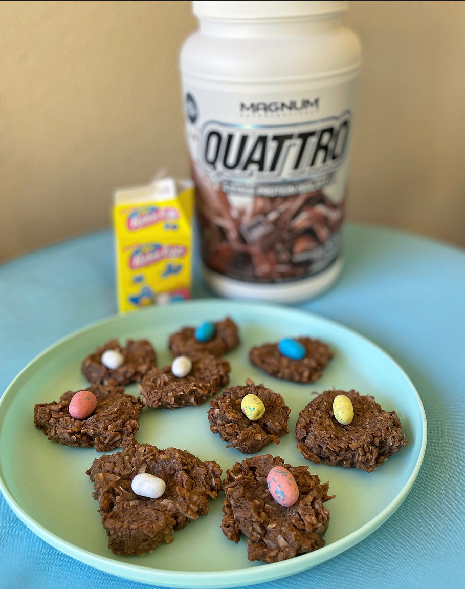 Easter Recipe - Robin Egg Protein Nests with Blondies Baking