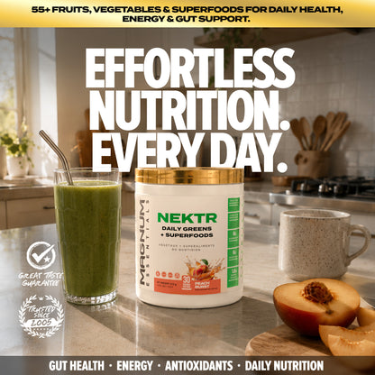 Magnum NEKTR Daily Greens tub with key product highlights