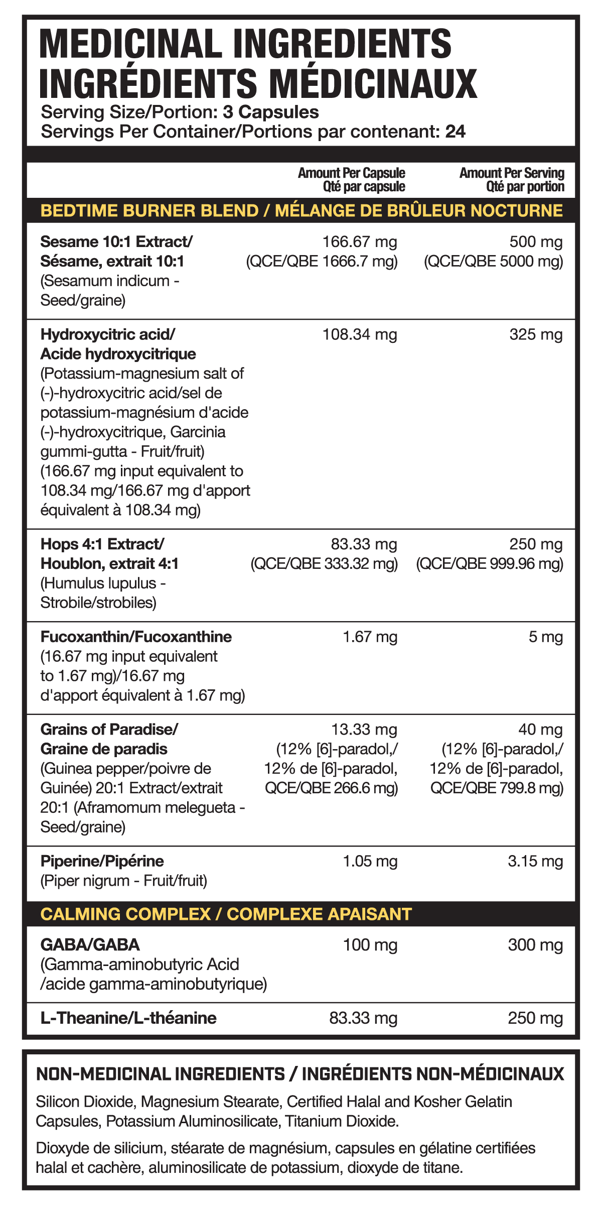 MAGNUM AFTER BURNER (CAD) supplement facts