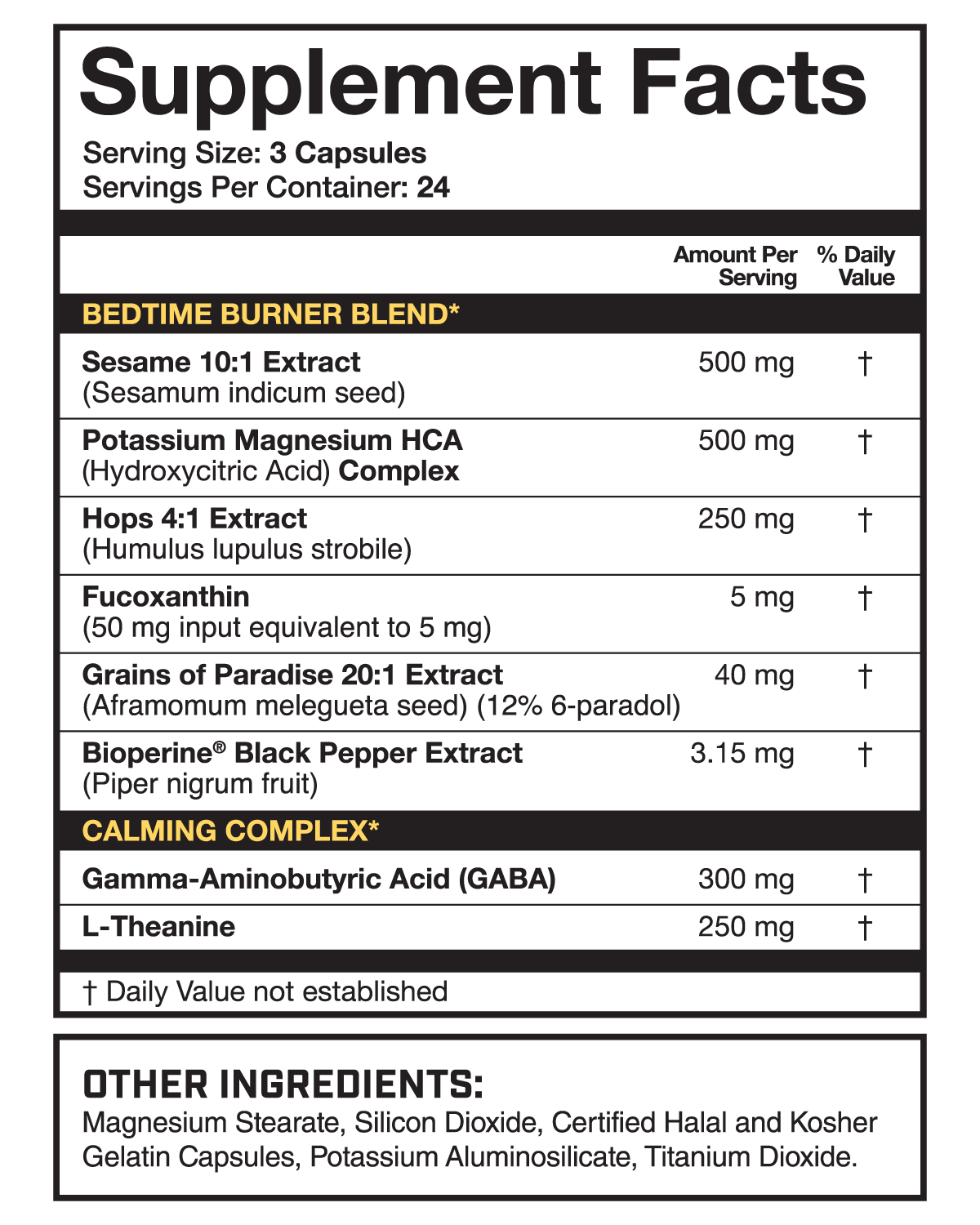 MAGNUM AFTER BURNER (CAD) supplement facts