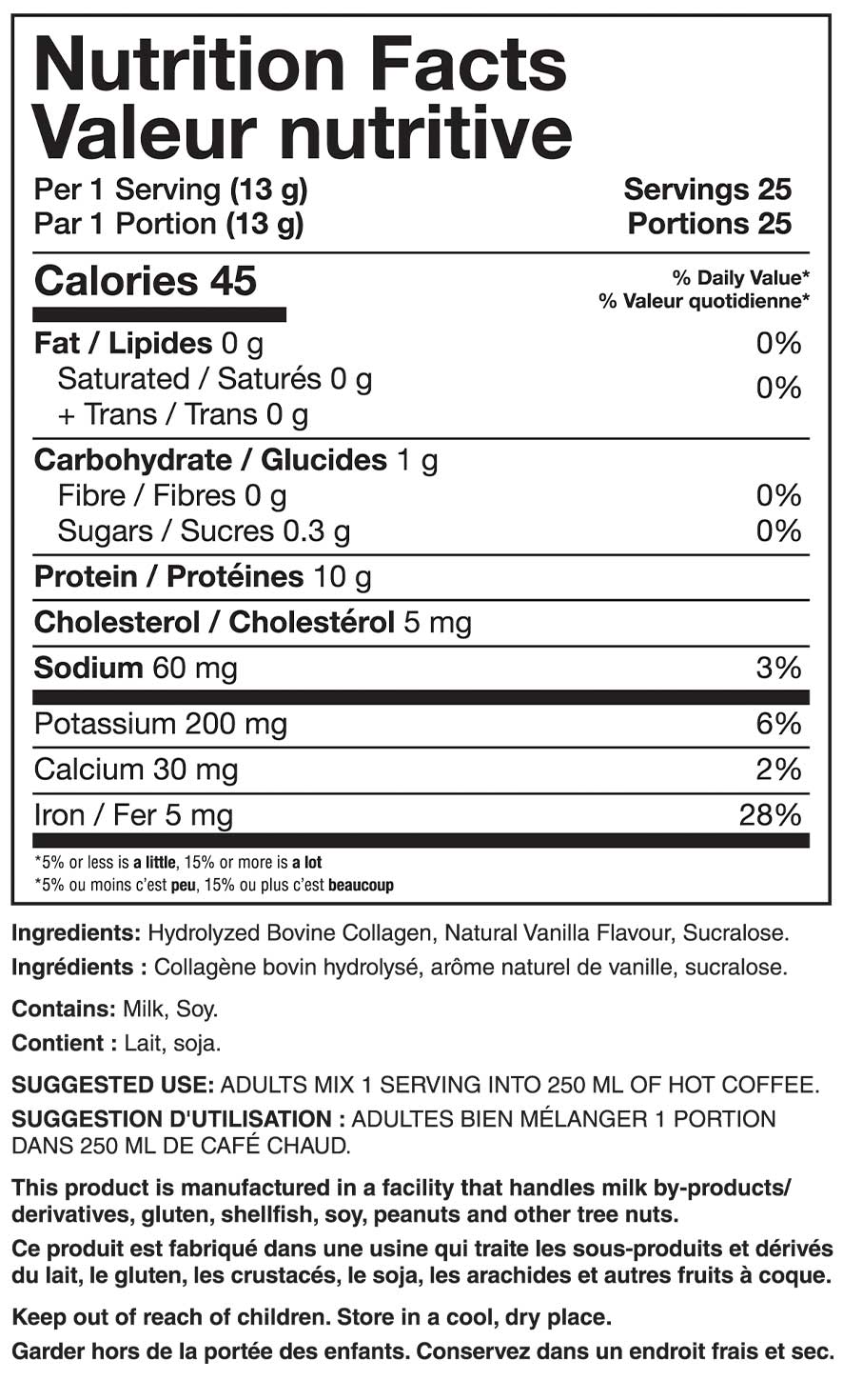 Ära Protein for Hot Coffee (CAD) supplement facts