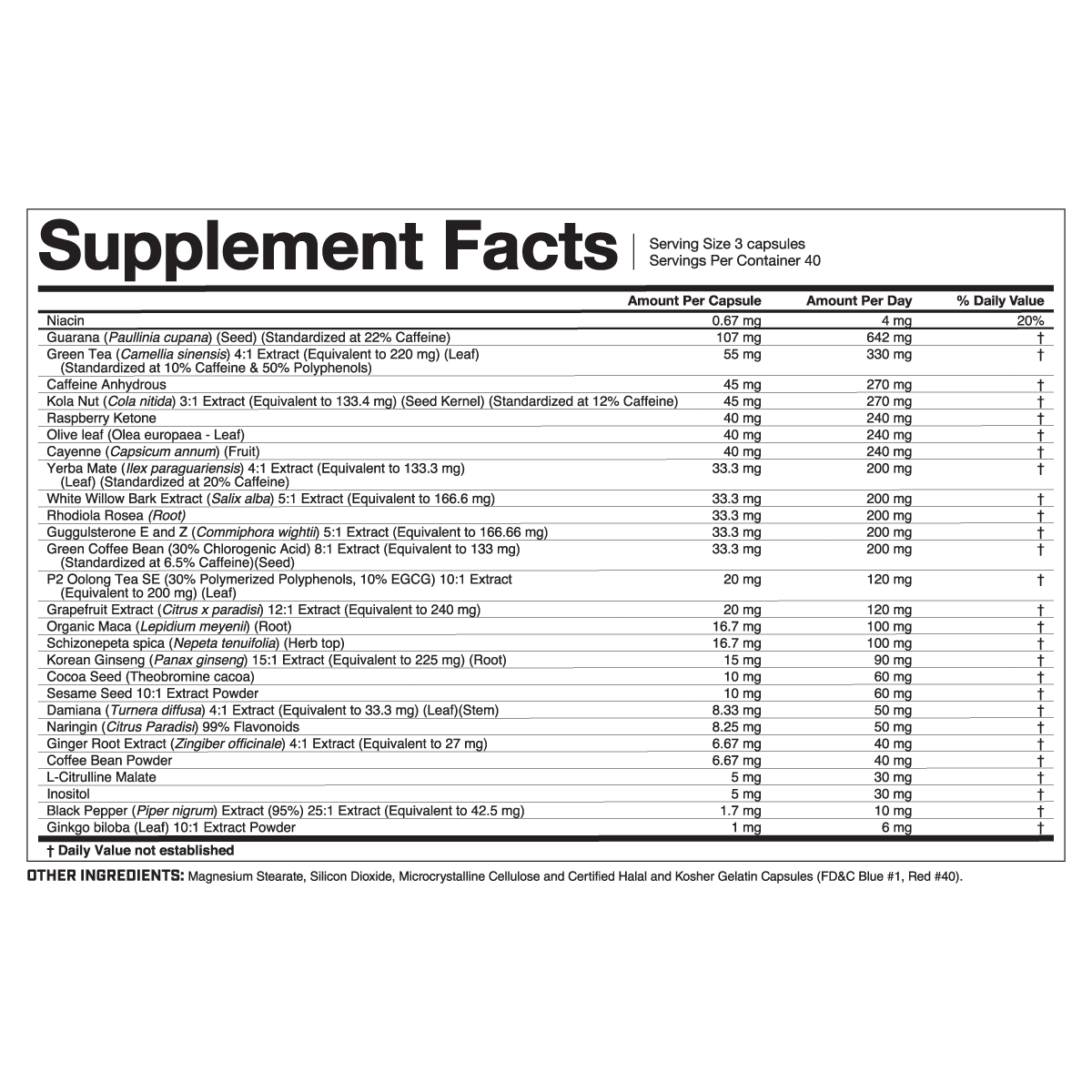 MAGNUM HEAT ACCELERATED supplement facts