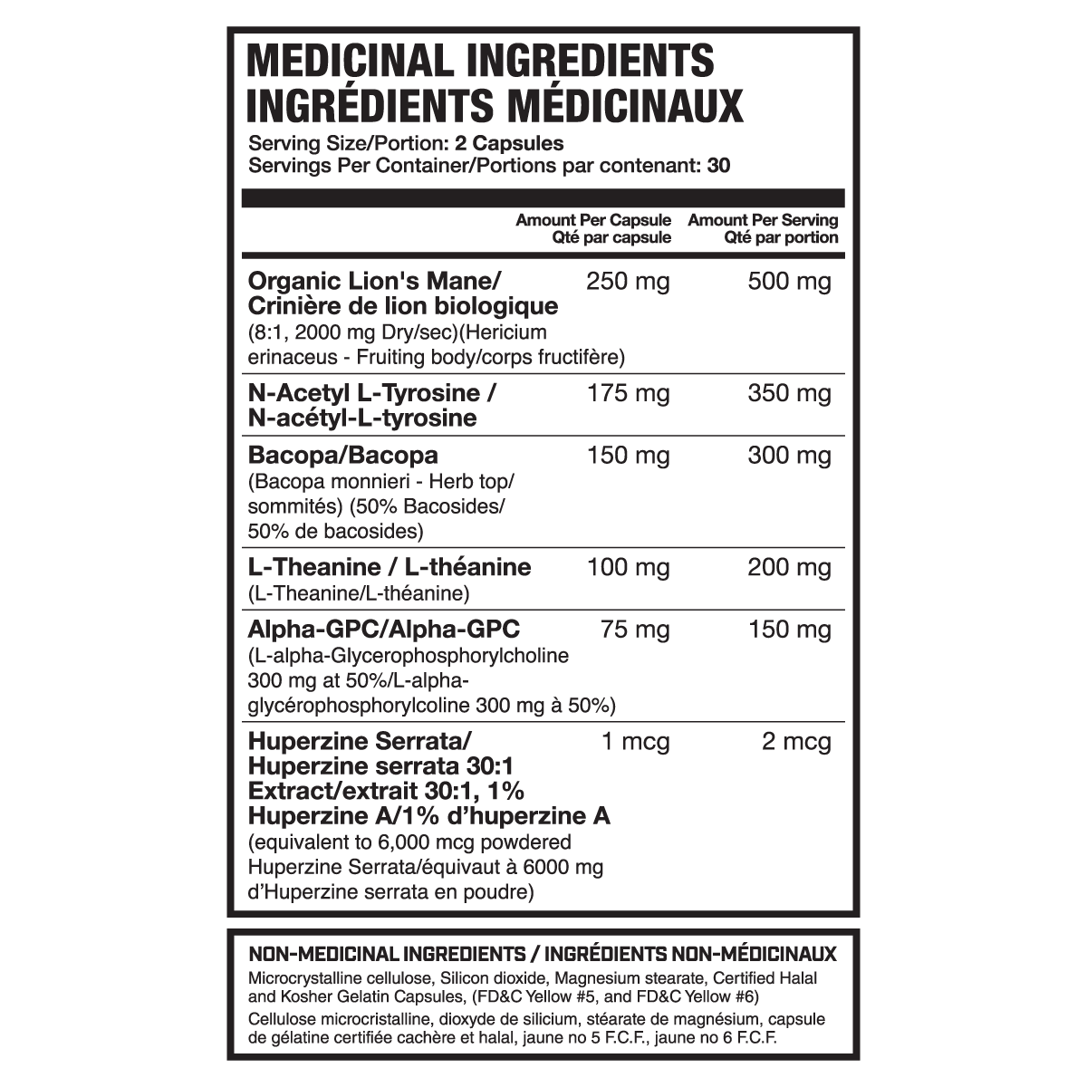 MAGNUM MANE BRAIN (CAD) supplement facts
