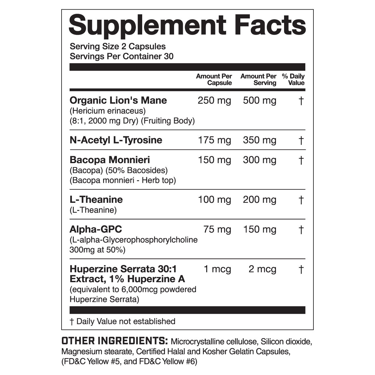 MAGNUM MANE BRAIN supplement facts
