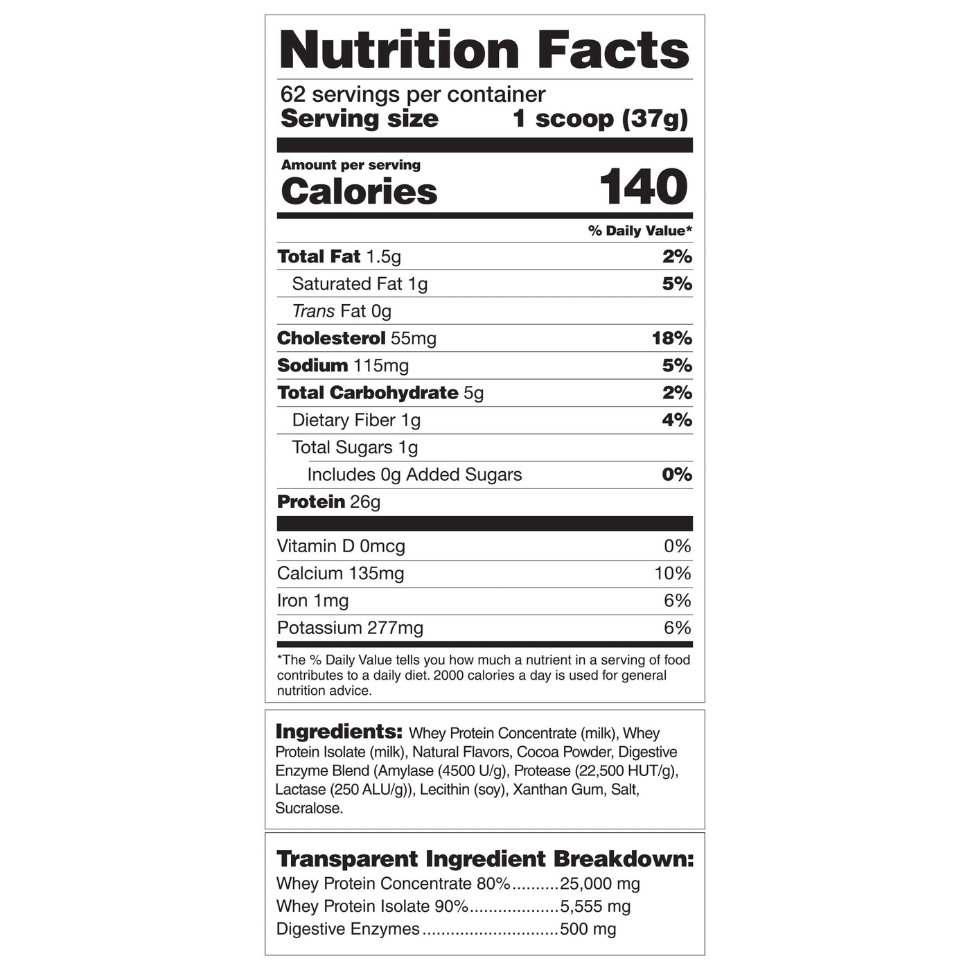 Whey 100+ supplement facts