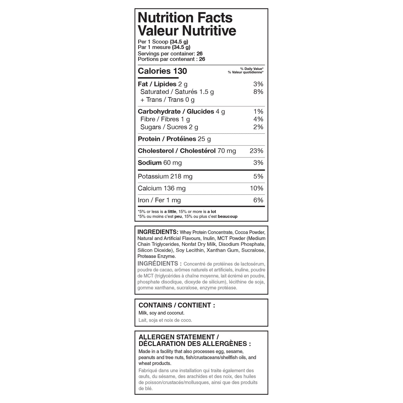 Whey 100+ (CAD) supplement facts