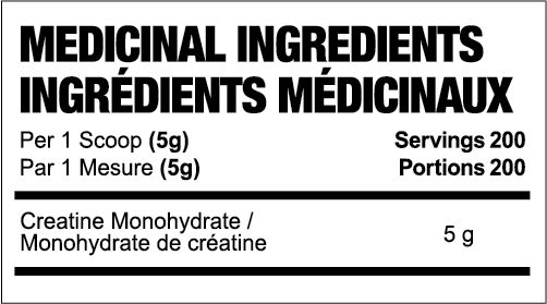 Creatine 100 (CAD) supplement facts