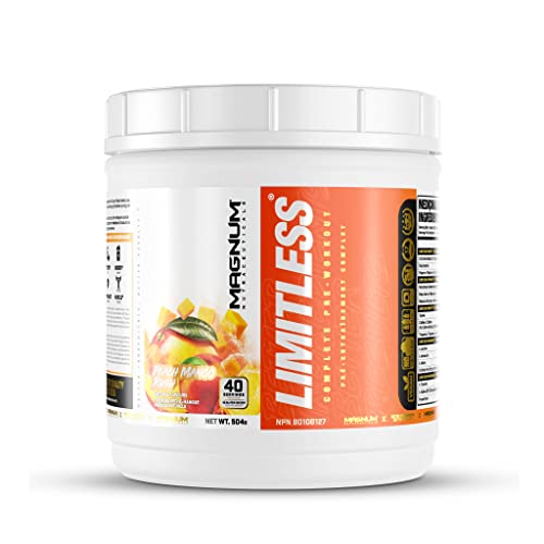 LIMITLESS Magnum 504g - Muscle Workout Powder, Sport Pre Workout for Men and Women, May Assist & Support Increase Energy, Focus, and Endurance - Peach Mango Rush