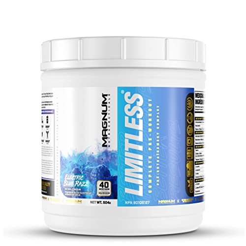 Limitless Magnum 504g - Muscle Workout Powder, Sport Pre Workout for Men and Women, May Assist & Support Increase Energy, Focus, and Endurance - Blue Raspberry/Fruit Punch