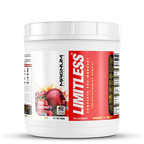 LIMITLESS Magnum 504g - Muscle Workout Powder, Sport Pre Workout for Men and Women, May Assist & Support Increase Energy, Focus, and Endurance - Fruit Punch/Fruit Punch