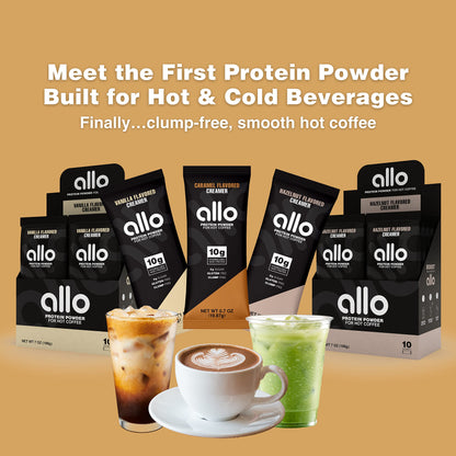 Allo Mocha Protein Powder for Hot & Cold Coffee, Tea, Drinks | Gluten-Free, Sugar-Free, Clump-Free | 10 Grams of Hydrolyzed Whey Protein Powder | Dissolves Smoothly in Hot Drinks | 30 Day Supply